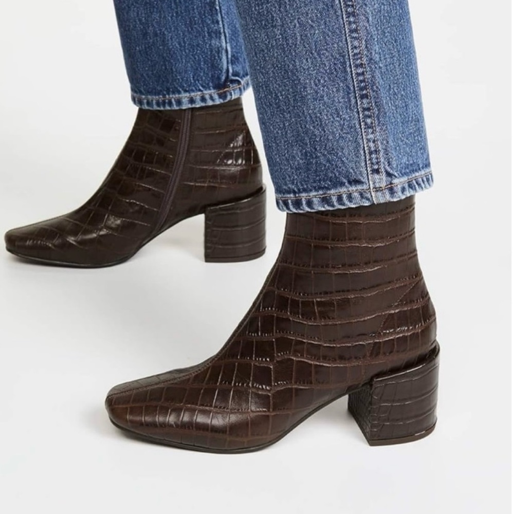 Jeffrey Campbell brown square toe ankle boots